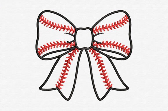 Download Baseball Ribbon Bow Embroidery Design - Ribbon bow Collection