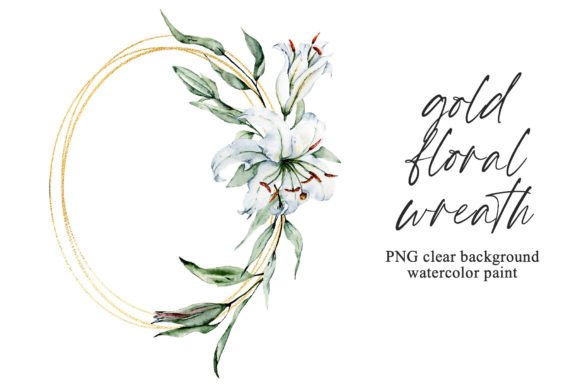 Download Floral Gold Wreath Frame, Flowers Lilies - Premium Resources