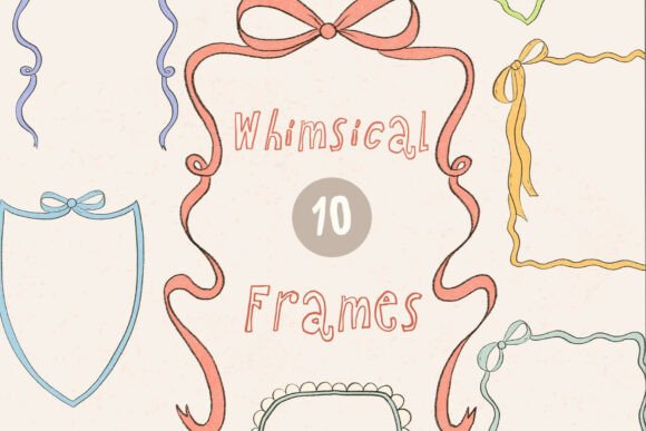 Download Hand Drawn Whimsical Ribbon Bow Frames - Premium Resources