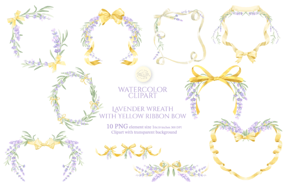 Download Lavender Wreath with Yellow Ribbon Bow - Ribbon bow Collection