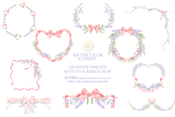 Download Lavender Wreath with Pink Ribbon Bow - Ribbon bow Collection