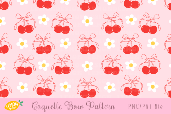 Download Coquette Cherry with Ribbon Bow Pattern - Ribbon bow Collection