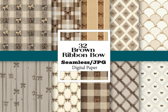 Download Brown Ribbon Bow Seamless Pattern - Ribbon bow Collection