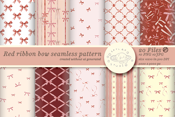 Download Red Ribbon Bow Seamless Pattern - Ribbon bow Collection