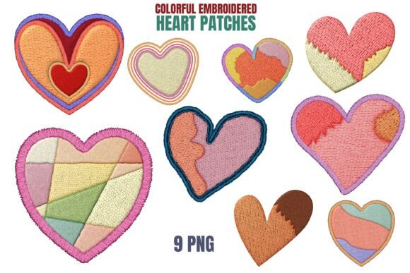 Download 9 Colorful Heart Embroidery Designs - Embroidery designs Collection