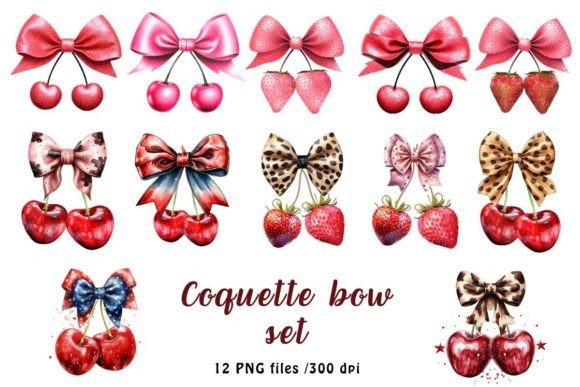 Download Pink Coquette Ribbon Bow Watercolor Set - Premium Resources