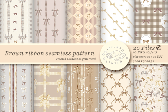 Download Brown Ribbon Bow Seamless Pattern - Ribbon bow Collection